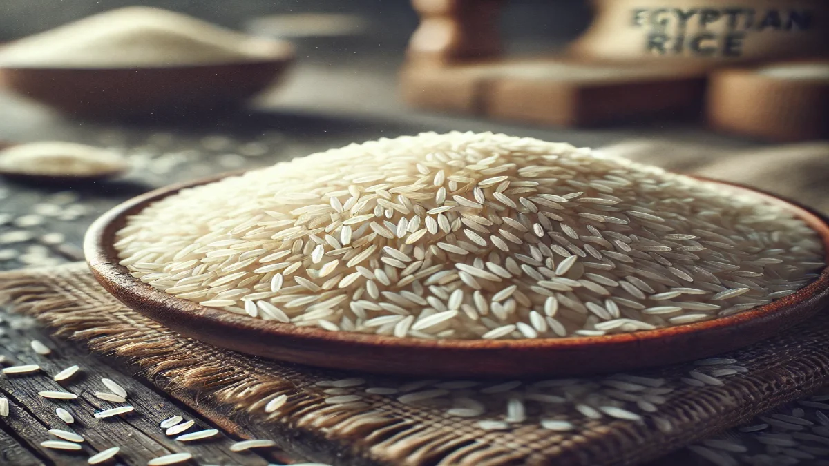 Premium Egyptian rice grains close-up