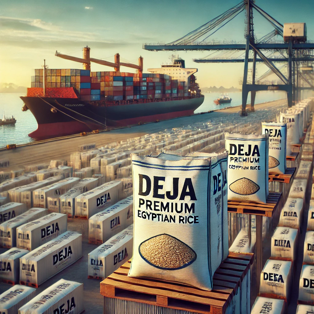 Export of Deja Premium Egyptian Rice at a busy port