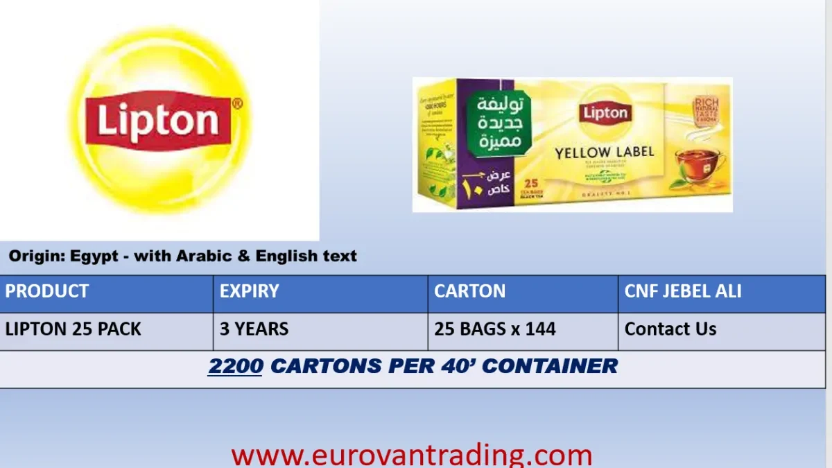 Lipton 25 Pack Supplier: Trusted Exporter from Egypt | Eurovan Trading