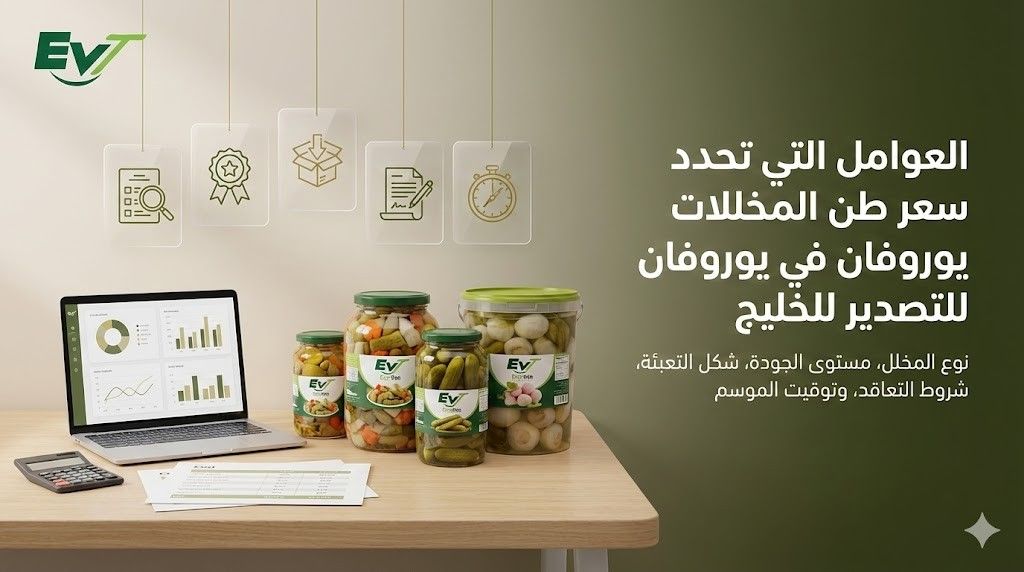 💰 العوامل التي تحدد سعر طن المخللات في يوروفان للتصدير للخليج