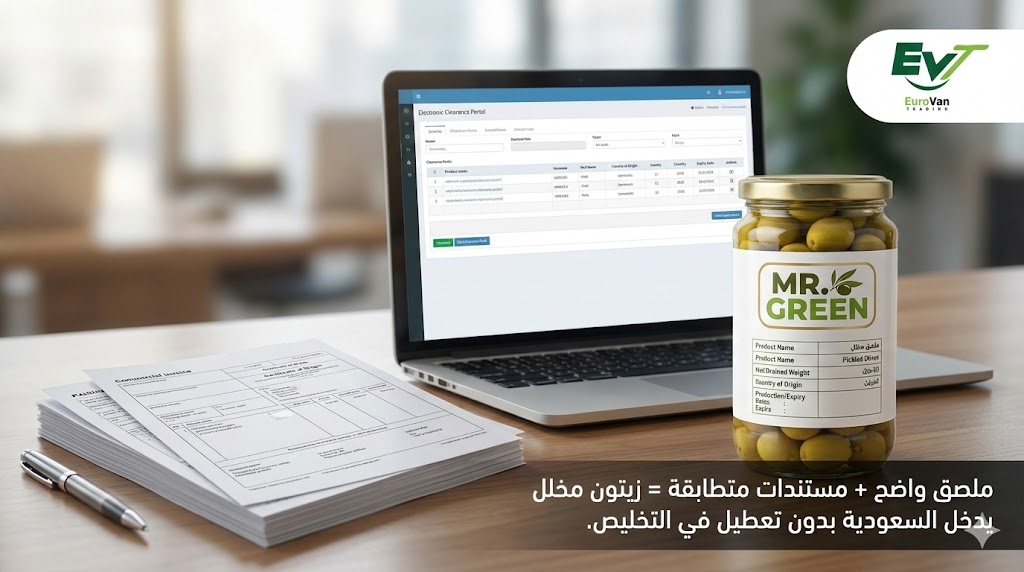 🛂 متطلبات تصدير زيتون مخلل للسعودية (SFDAفسح) فكر كمنظومة تشغيل، لا كإجراء